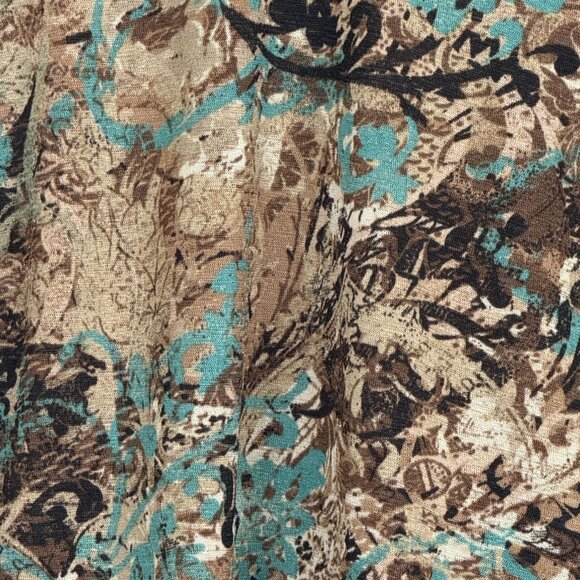 Coldwater Creek Womens Floral Print Top 1X Brown Teal V-Neck Polyester Stretch - Picture 7 of 9